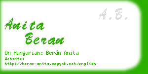 anita beran business card
